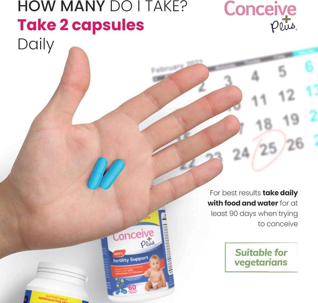 CONCEIVE PLUS Hombres Motility Bundle Mens Fertilidad 60 + Motilidad Suplemento 60 cápsulas
