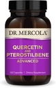 Dr. Mercola Quercetin " Pterostilbene Advanced - Supports Respiratory " Immune Health - 500 mg Quercetin - High-Bioavailability Formula - Non-GMO, Gluten-Free " Soy Free - 60 cápsulas (30 servidos)