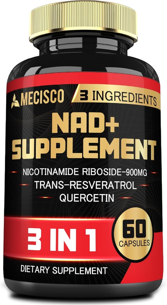 3in1 NAD+ Suplemento 1200Mg - Nicotinamide Riboside with Trans Resveratrol " Quercetin - Cellular Activity, Immune, Aging Health - 60 Count Supply for 30 Days