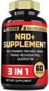 3in1 NAD+ Suplemento 1200Mg - Nicotinamide Riboside with Trans Resveratrol " Quercetin - Cellular Activity, Immune, Aging Health - 60 Count Supply for 30 Days