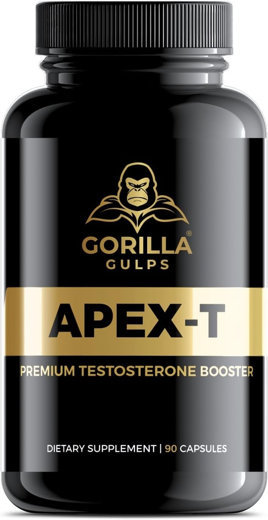 Gorilla Gulps | Apex-T | Premium Testosterone Booster | Testofen® Fenugreek, LJ100® Tongkat Ali | Clinically Proven | Max Strength Male Enhancement Formula | 90 Capsules