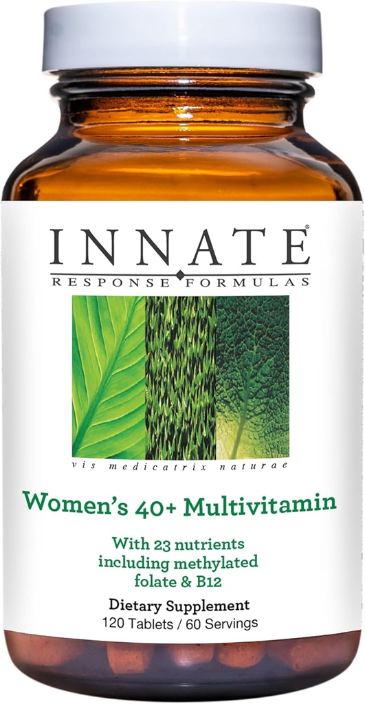 Respuesta inicial Fórmulas Mujer 40+ Multivitamina - Multivitamínico diario para mujeres 40 y más - Incluye folato metilado y B12 - Hecho sin 9 alérgenos alimentarios - 120 Tabletas (60 Servimientos)