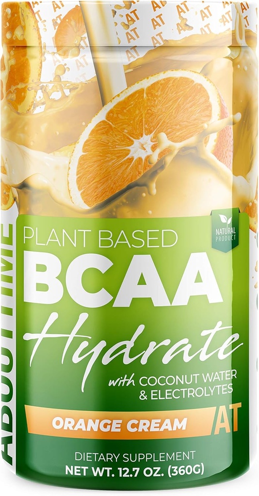 Acerca del tiempo BCAA Hydration Powder Orange Cream, con L-Glutamine &amp; Electrolytes, No GMO, Gluten Free, Monk Fruit, Coconut Water, 20 Servings