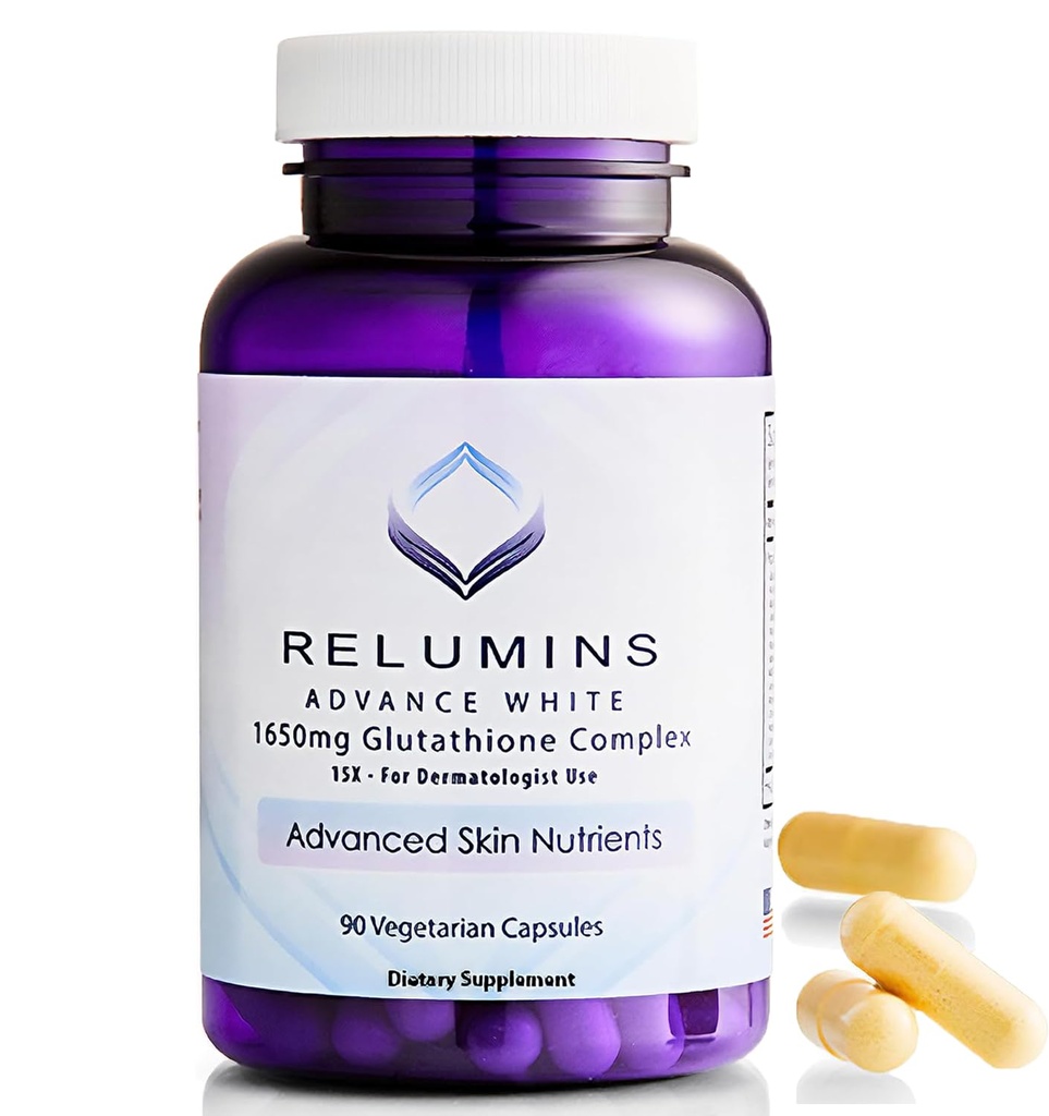 Reluminas L-Glutathione Complex 1650mg - Antioxidant Support with Alpha Lipoic Acid, NAC, L-Methionine, Vitamina E, Skin Health Supplement, Made in USA - 90 Vegetarian Capsules x 5 Botellas