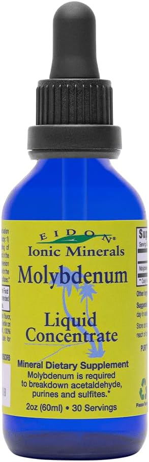 Minerales Iónicos Eidon Suplemento Molibdeno líquido - Minerales Iónicos líquidos, gotas de molibdeno, todo natural, azúcares no añadidos, soporta procesos biológicos, suplementos minerales, 2 oz