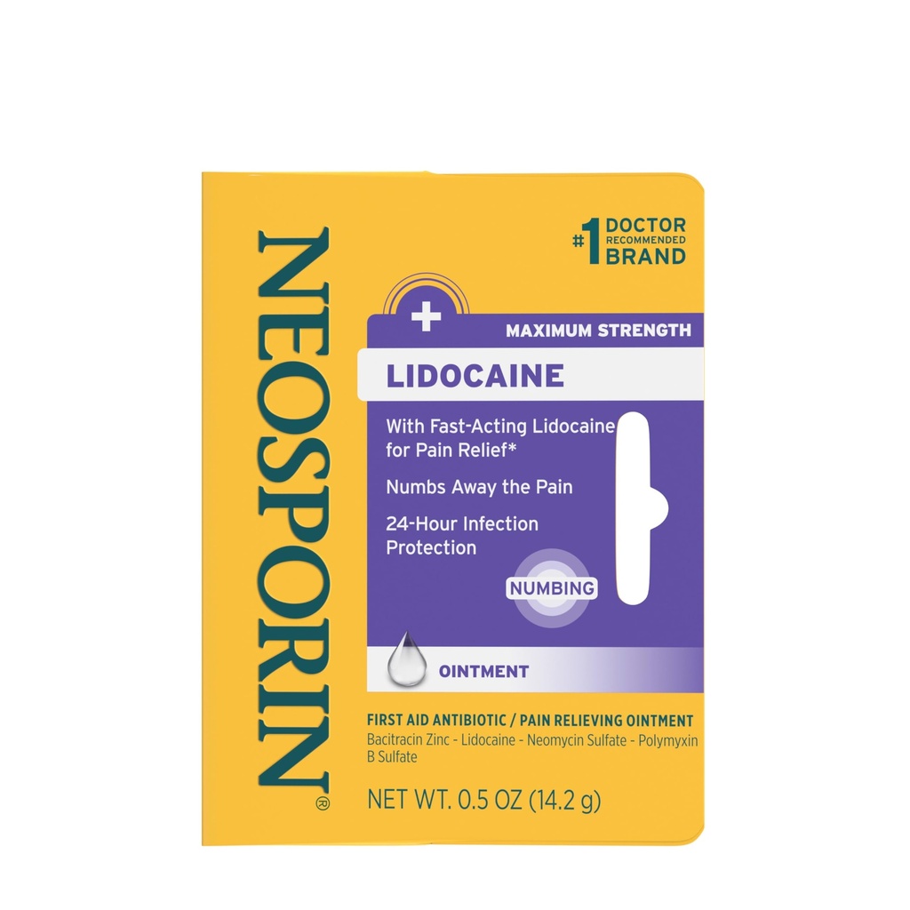 Neosporin + Lidocaine Pain Relief Triple Antibiotic Ointment, 0.5 oz
