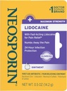 Neosporin + Lidocaína Primeros Antibióticos ungüento, máxima fuerza &amp; acción rápida Crecimiento del dolor tópico, protección de infecciones de 24 horas que nubla el dolor, Bacitracin Zinc, 0,5 oz