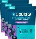 Liquid I.V.® Hydration Multiplier - Concord Grape ← Electrolyte Powder Drink Mix TEN 3 Pack (48 Servings)
