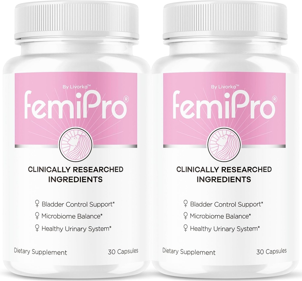 (2 Pack) Píldoras de control de vejiga FemiPro - Cápsulas FemiPro originales, Suplemento de apoyo para el control de vejiga FemiPro, Píldoras Probiticas de salud y bienestar generales, 60 Cápsulas 2 meses