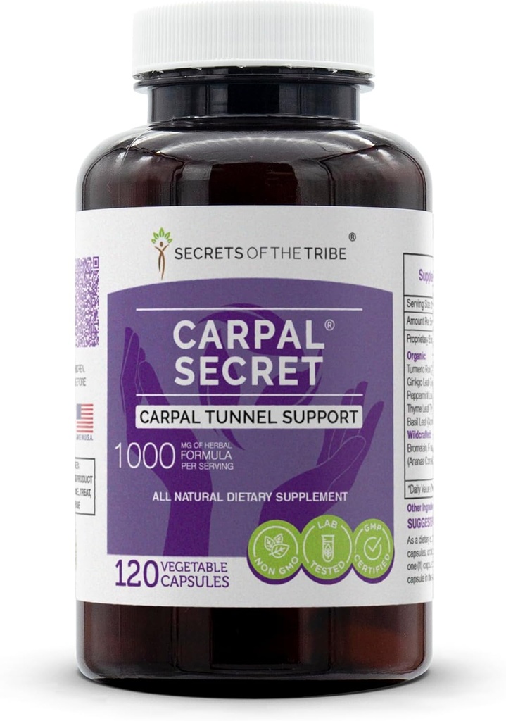 Secretos de la Tribu - Carpal Secret, Carpal Tunnel Support, Herbal Supplement Blend (120 Capsules)
