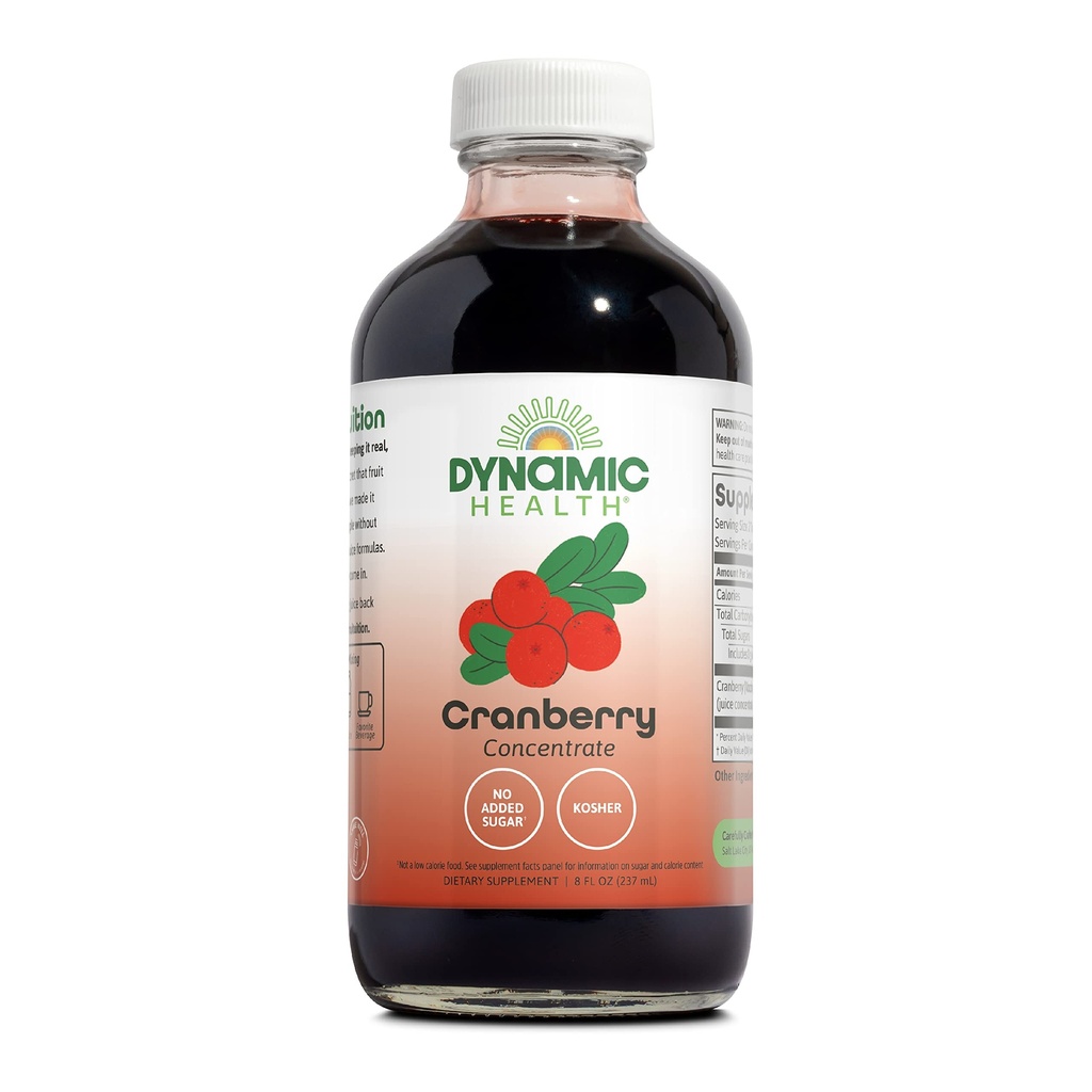 Concentración de jugo de arándano puro de la salud dinámica, sin azúcar, soporte antioxidante natural, sin azúcar añadido, 8 Fl oz