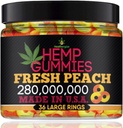 Ganchos de cáñamo para la paz y la relajación-alta potencia cáñamo aceite Gummys Peach-Fresh Full Flavor-Natural cáñamo Edibles-para atrás, rodillas, calma, sueño, incomodidad-36 Anillos grandes en EE.UU.