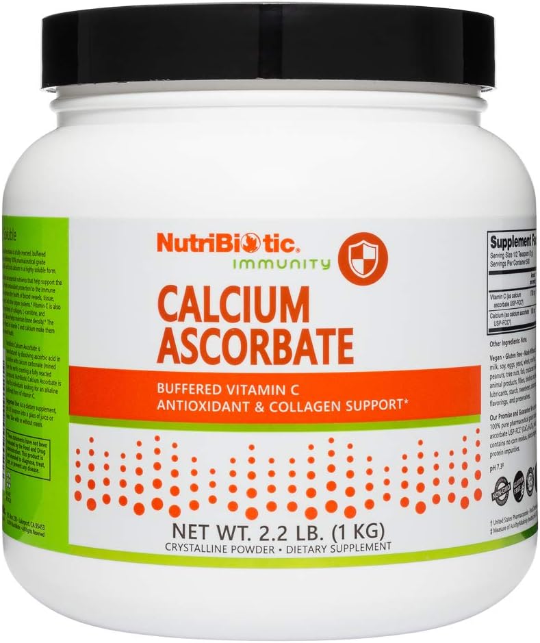 NutriBiotic Calcium Ascorbate Vitamin C Powder, 2.2 Lb - Antioxidante esencial &amp; Collagen Apoyo Suplemento