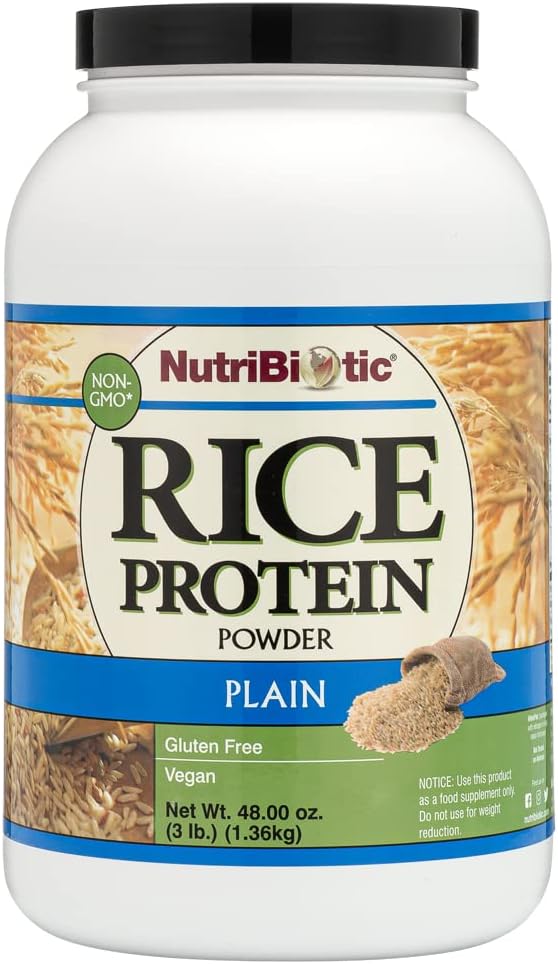 NutriBiotic Plain Rice Protein, 3 Lb (1.36kg) peru Low Carb, Vegan & Raw Protein Powder ¦ Grown and Processed Without Chemicals, Gluten or GMOs ← Keto Friendly & Easy to Digest