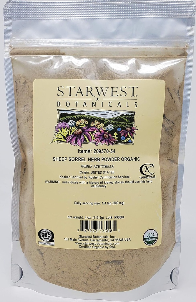 Starwest Botanicals Orgánica Sheep Sorrel Herb Powder, 4 onzas