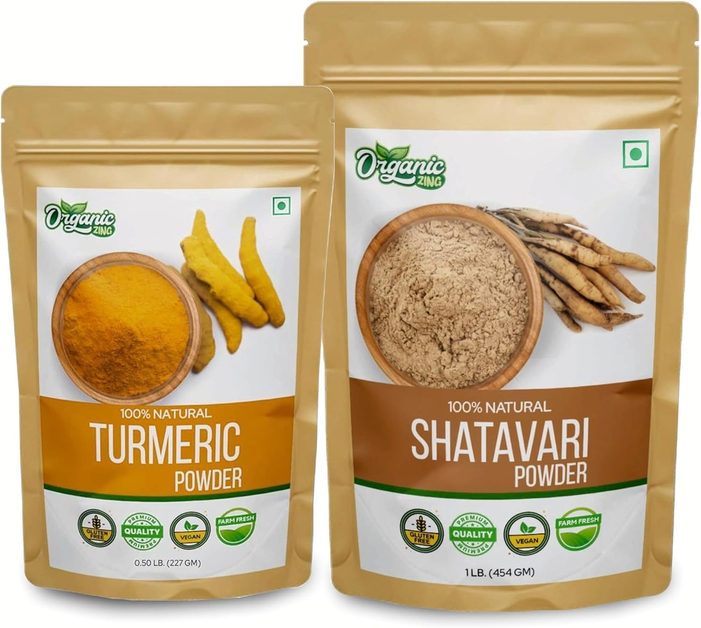 ORGANIC ZING Shatavari- 454g " Turmeric Powder- 227g