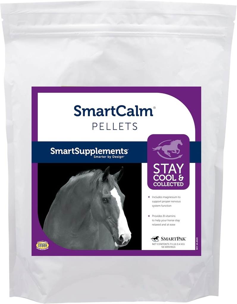 Pellets SmartCalm Suplemento de calma del caballo Silencio No Añadido Azúcar o hierbas Silencioso Suplemento Equino Silencio 56 Servimientos Silencioso 7.5 lb Bolsa