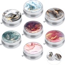7PCS Round Pill Box Case, ULENDIS 3 Compartment Portable Cute Travel Pill Case Medicine Tablet Vitamin Holder Organizer, Decorative Painting Medicines Storage Container for Purse Pocket Travel Gift