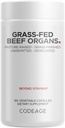 Codeage Grass Fed Beef Organs Supplement – Glandulars Supplements - Freeze Dried, Non-Defatted, Desiccated Liver, Heart, Kidney, Pancreas ' Spleen Bovine Pills – Beef Vitamins - Non-GMO -180 cápsulas