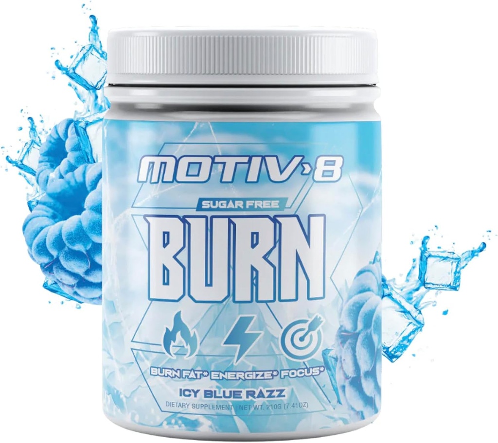 Motiv-8 Pre-Workout Peformance, Sugar Free Pre-Workout, Boost Energy and Focus, Mejorar los entrenamientos, Mejoras Mood (30 Servimientos, ICY Blue Razz)