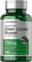 Horbäach Green Lipped Mussel TEN 750 mg ANTE 120 Capsules Silencioso de Nueva Zelanda ← Premium Freeze Dried Mussel Powder ← Non-GMO y Gluten Free