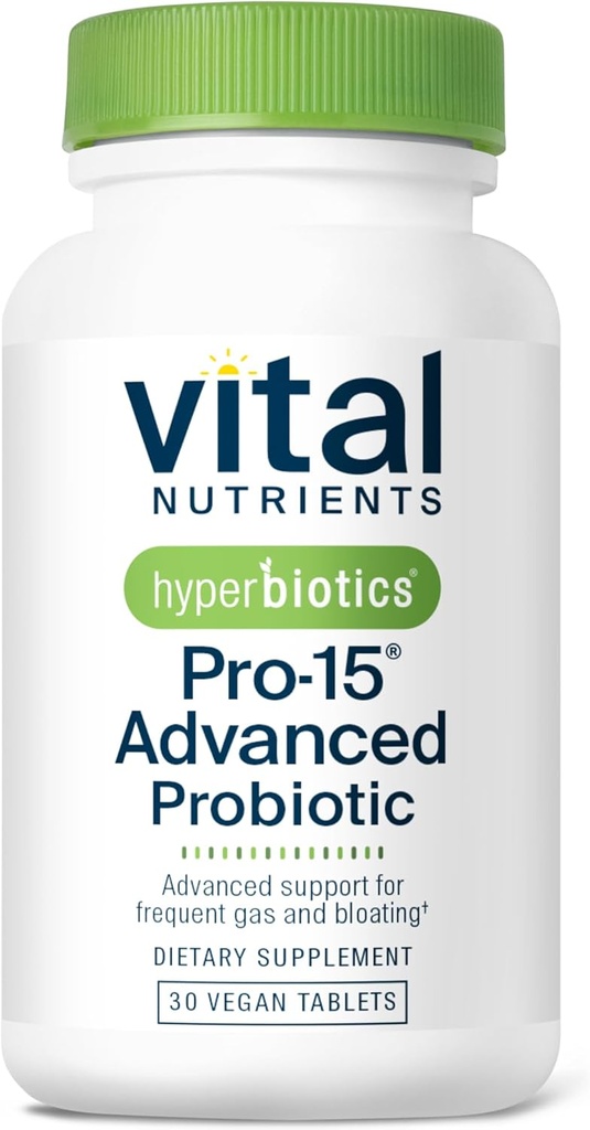 Hiperbióticos Nutrientes Vitales Pro-15 Probióticos Avanzados para Mujeres y Hombres TENIDO 15 Estrenos + Kiwifruit TEN clínicamente Estudiados Probióticos Diarios para la Salud Digestiva, Gas, " Bloating TEN 30 Tablas Vegan