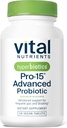 Hiperbióticos Nutrientes Vitales Pro-15 Probióticos Avanzados para Mujeres y Hombres TENIDO 15 Estrenos + Kiwifruit TEN clínicamente Estudiados Probióticos Diarios para la Salud Digestiva, Gas, " Bloating TEN 30 Tablas Vegan