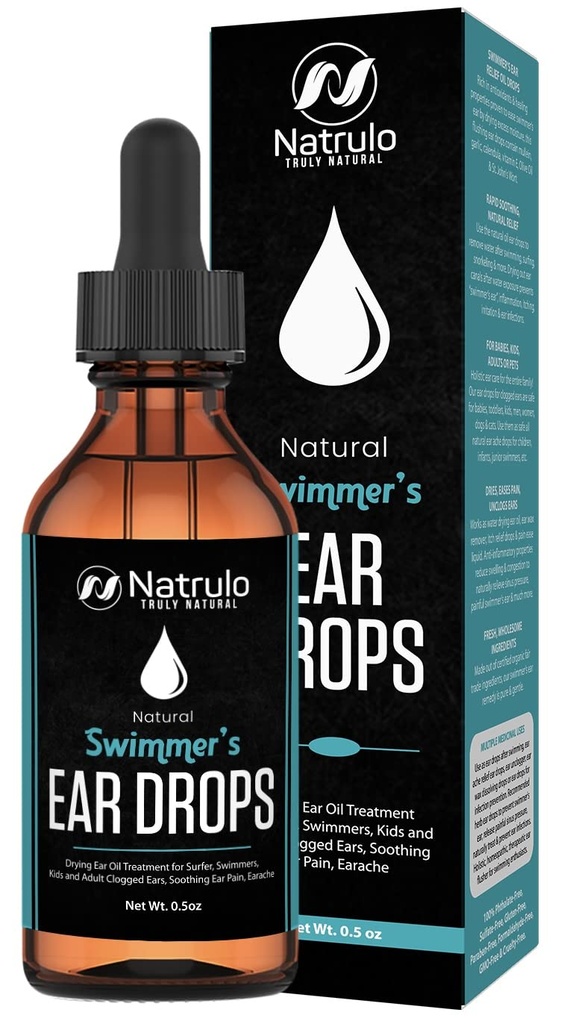 Natural Ear Drops for Swimmers Ear, Allergy Relief, Itching – Swimmers Ear Drops for Clogged Ears, Itchy Ears, Soothing Ear Pain, Earache – Drying Ear Oil Treatment for Surfer, Swimming, Kids, Adult