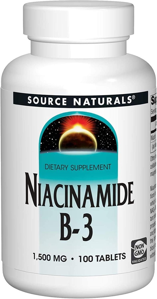 Fuente Naturales Niacinamide 1500mg, 100 Tabs (2 Pack)