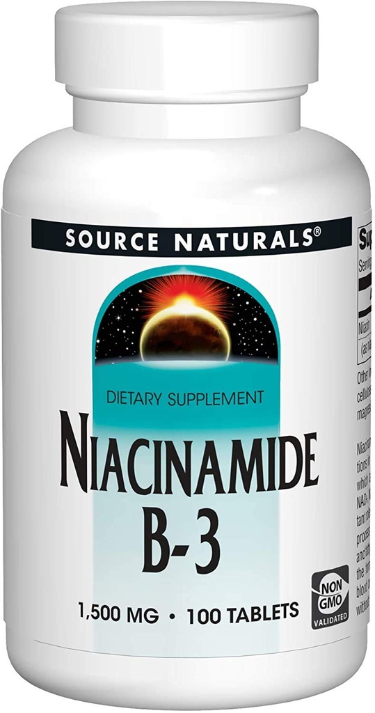 Source Naturals Niacinamide 1500mg, 100 Tabs (2 Pack)