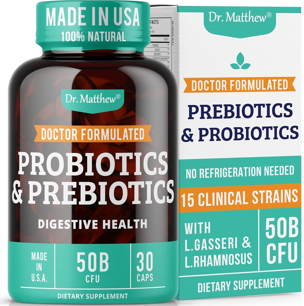 Prebióticos y probióticos: Lactobacillus Gasseri, Lactobacillus Rhamnosus, Plantarum, Casei, Bifidobacterium longum, lactis, infantis. Prebiótico Probiótico, Pre y Probióticos para Salud Digestiva.