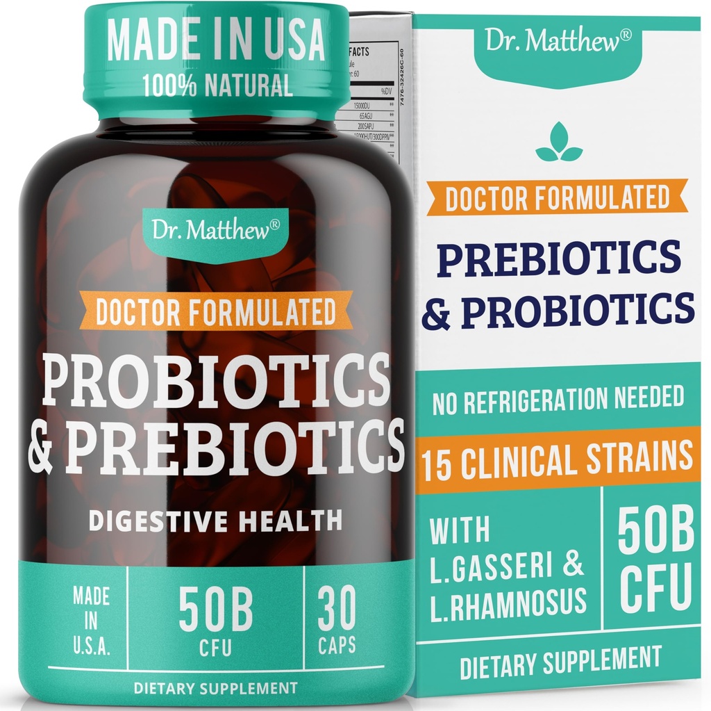 Prebióticos y probióticos: Lactobacillus Gasseri, Lactobacillus Rhamnosus, Plantarum, Casei, Bifidobacterium longum, lactis, infantis. Prebiótico Probiótico, Pre y Probióticos para Salud Digestiva.