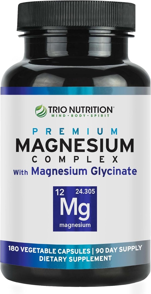 Complejo de Magnesio Trio Nutrición 90 Day Supply 420 mg ← Calma Natural, Relájate, Alivio de Estrés y Recuperación de Musculos SilencioMagnesium Suplemento Glycinate con Vitamina B6 para Absorción Rápida*