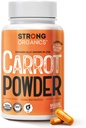 USDA Organic Carrot Powder Capsules (120), Grown in USA, Eye Support, Beta Carotene, Vitamin A, Carotenoids, Antioxidants,106°F Max, Vegan, Kosher-2 Months Supply
