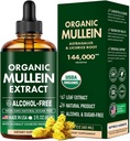 Mullein Drops for Lungs, Mullein Leaf &amp; Licorice Extract Support Lung Cleanse &amp; Healthy Breathing, Organic Mullein Leaf Tincture Herbal Supplement, No Additives Mullein Extract Drops 2 fl Oz 60Ml
