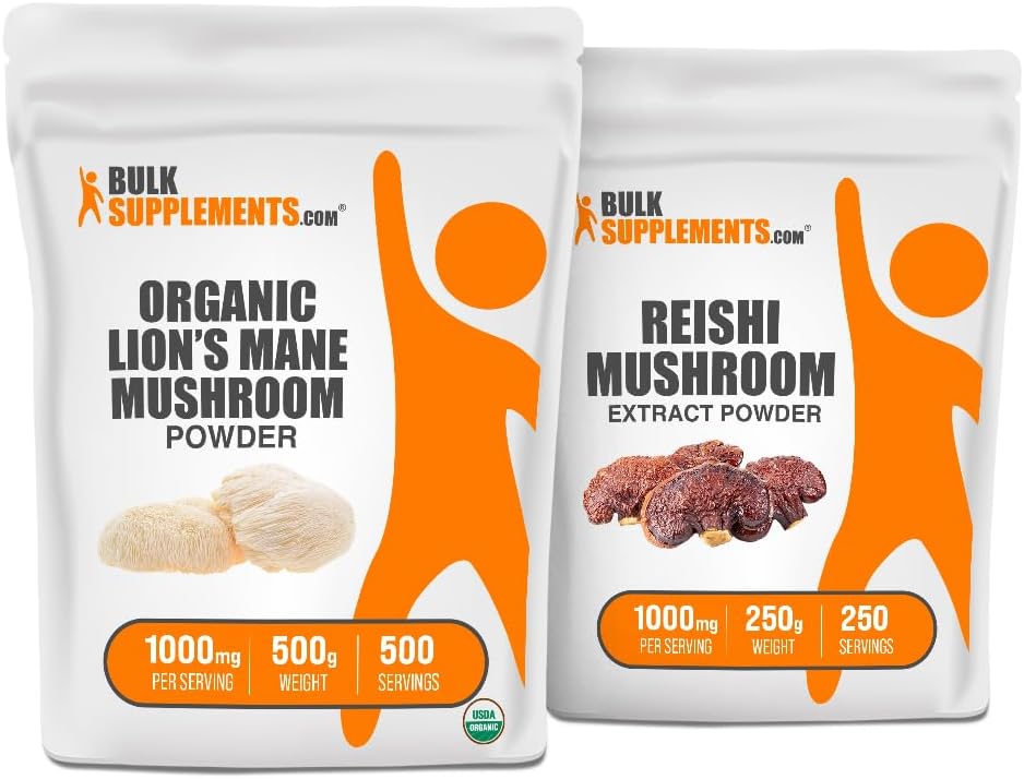 BulkSupplements Extracto de Mushroom de león orgánico + Reishi Mushroom Extract Bundle