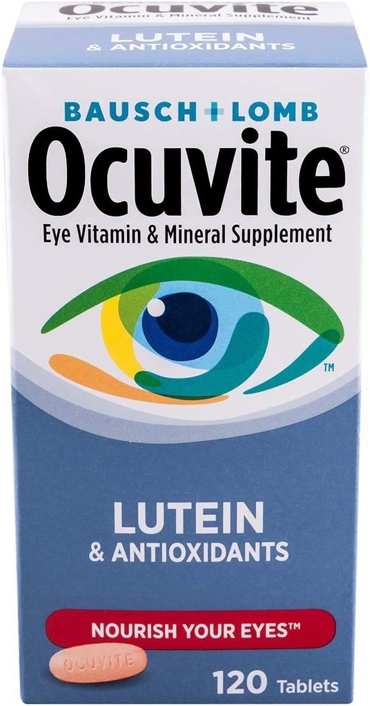 Bausch & Lomb Ocuvite Vitamin and Mineral Supplement for Eyes with Lutein Tablets, 240-Count
