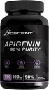Suplemento de apigenina 100 mg del Extracto de la manzanilla 120 Conde - 98% de pureza- Suplemento de apigenina para el sueño, el humor, la cognición, la salud de la próstata - Excelente ayuda para el sueño, no GMO, No Fillers - Suministro de 4 meses