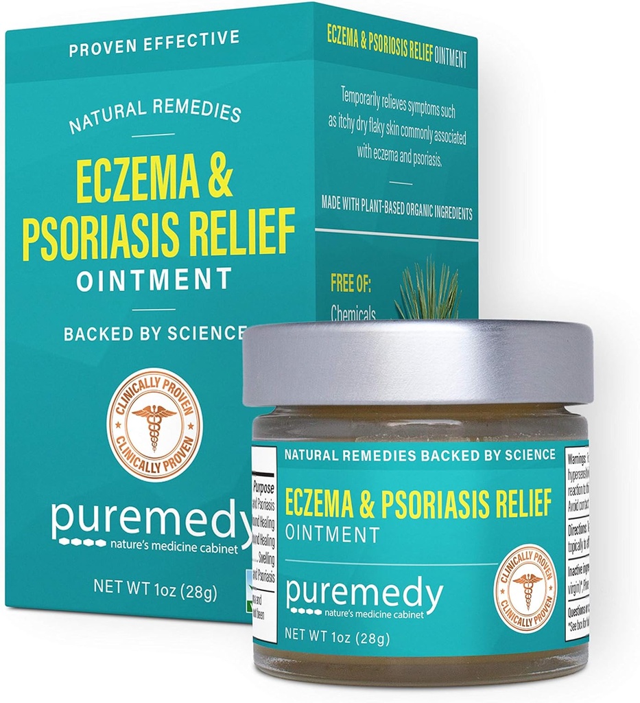 Puremedy Eczema " Psoriasis Relief Ointment All Natural Salve Soothes and Relives Symptoms of Dry Itchy Flaky Scratchy or Weepy Skin - 1 oz Jar