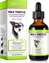 Esteto de leche para perros, gotas de soporte para el hígado de perros - Carro de leche para perros ayuda a la desintoxicación del hígado de perros, mascotas suplemento Trucos con aceite de salmón, Curcumin C3 Complejo y Omega 3 EPA & DHA, Bacon Flavor - 2 fl.oz
