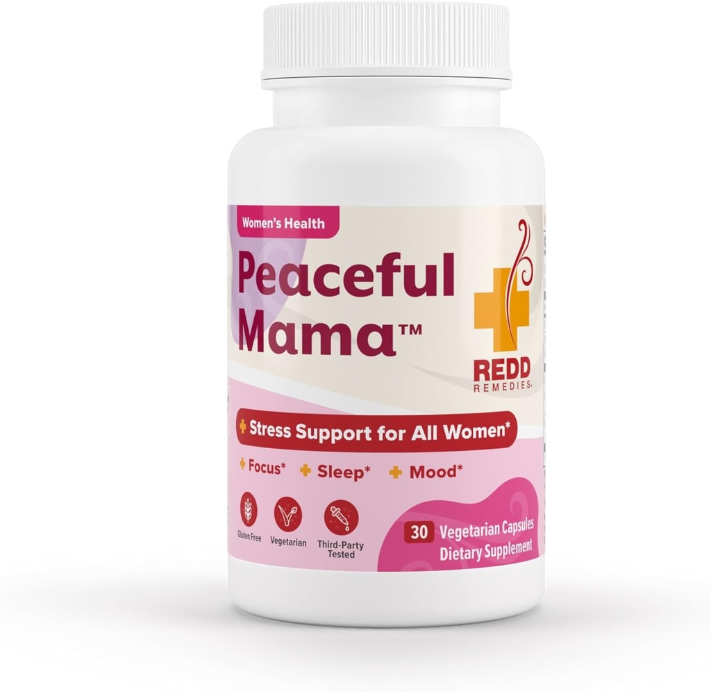 Remedios rojos, Mama pacífica, Soporta un sistema calmado y saludable, Balm de limón y raíz de jengibre, 30 cápsulas vegetarianas