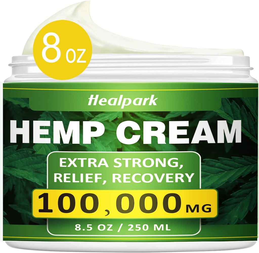 Healpark Natural Hemp Cream - 8.5 fl oz -con Arnica,MSM, Turmérica, Menthol