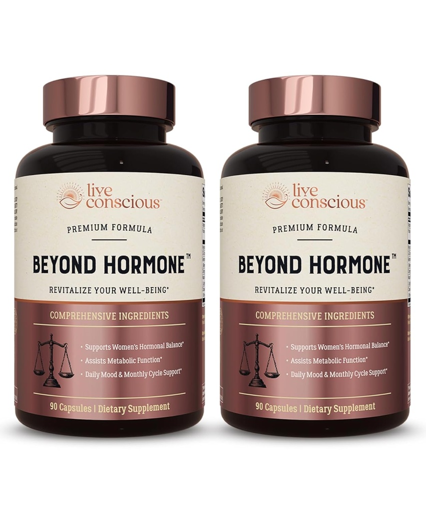 Live Conscious Beyond Hormone Daily Menopause & PMS Suplemento - Metabolism Support &amp; Healthy Estrogen Balance for Women - Berberine, DIM, Chaste Tree Berry, Maca Root, Myo & D-Chiro-Inositol - 90 Ct.