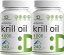 SUPLEMENTO DEAL 2 Pack Aceite de Krill Antártico, 1.000 mg por ser, 480 Softgels – Mercurio libre, sin sabor a pescado – Rico en Omega-3s, EPA, DHA, Astaxanthin, " Phospholipids – No GMO, Sin gluten