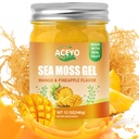 ACEYO (12 OZ) Irish Sea Moss Gel Raw Vegan Mango Pineapple Flavor 102 Vitaminas y Minerales Wild Harvested Non-GMO Immune Defense Booster Thyroid Digestive Support