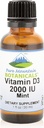 Botánicos de Montaña Pura Las gotas de vitamina D saboreado – Mint Flavored Vitamina Líquida D3-2000iu por Serving - 1oz Botella