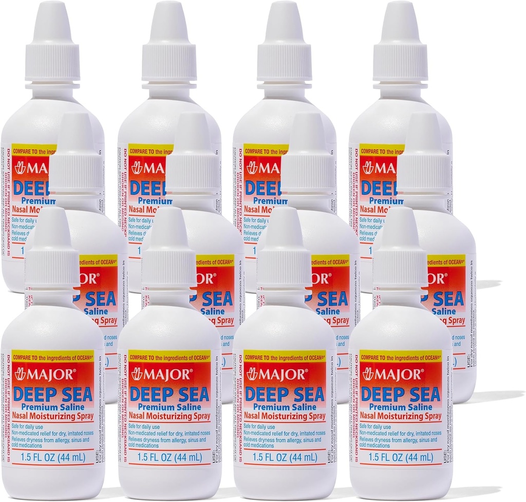 Deep Sea Saline Nasal Spray Generic for Ocean Nasal Moisturizing Spray 1.5 oz per Bottle Pack of 12 Bottles