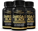 FREZZOR Omega 3 Negro para Cuidado Conjunto & Comfort - Nueva Zelanda Green Lipped Mussel Oil Capsules; 53x Potency Superior con UAF1000+ Super Antioxidante, No Fishy Aftertaste, 60 Conde (Pack of 3)