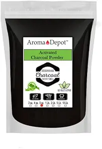 Aroma Depot 8 oz. Coconut Activated Charcoal Powder - Supports Health, Vegan, Non-GMO, No Additives, Food Grade, Teeth Whitening Powder, Charcoal for Facial Scrub, and Soap Making. (8 oz.)