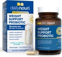 Daily Nouri Weight Support Probiotic for Women & Men | Supports Healthy Weight Management, Metabolism, Digestion & Gut Health | 3 Clinically Studied Strains + Vegan Omega Oil | 30-Day Supply